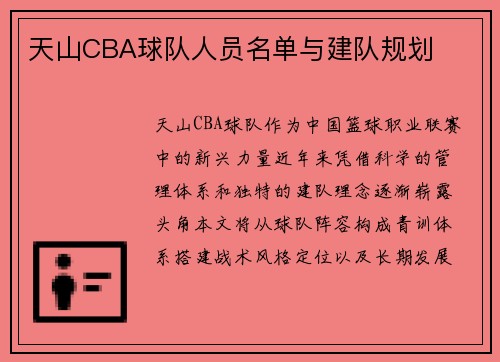 天山CBA球队人员名单与建队规划